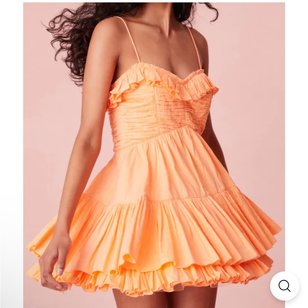 LoveShackFancy Tangerine Ruffle Mini Dress
